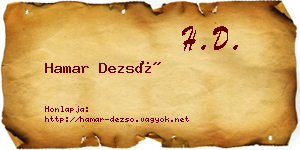 Hamar Dezső névjegykártya